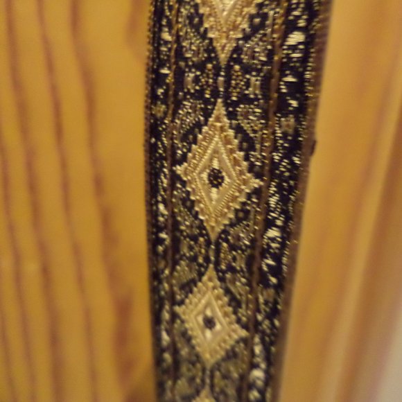 WOMEN'S CHICO'S COTTON JACQUARD BELT-Tan and Blue-Cotton Jacquard Diamond -M/L - Picture 4 of 9